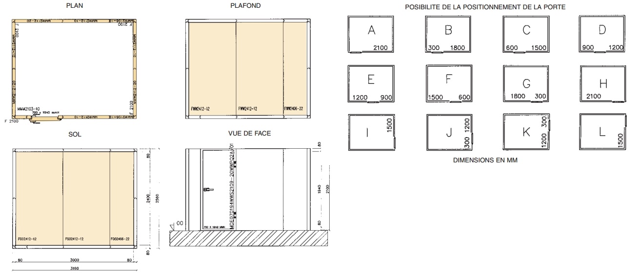 Exemple d'un plan de montage d'une chambre froide.