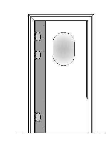 Porte va et vient polyéthylène simple battant  PEE03 ALU GAUCHE - 700x2400mm