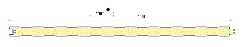 Panneaux sandwich 040 industriels, longueur 3500 mm, nervuré RAL 7016/9002