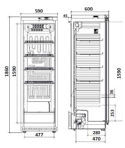Location armoire frigo avec porte vitrée  ARV400SC (AARV400SC)