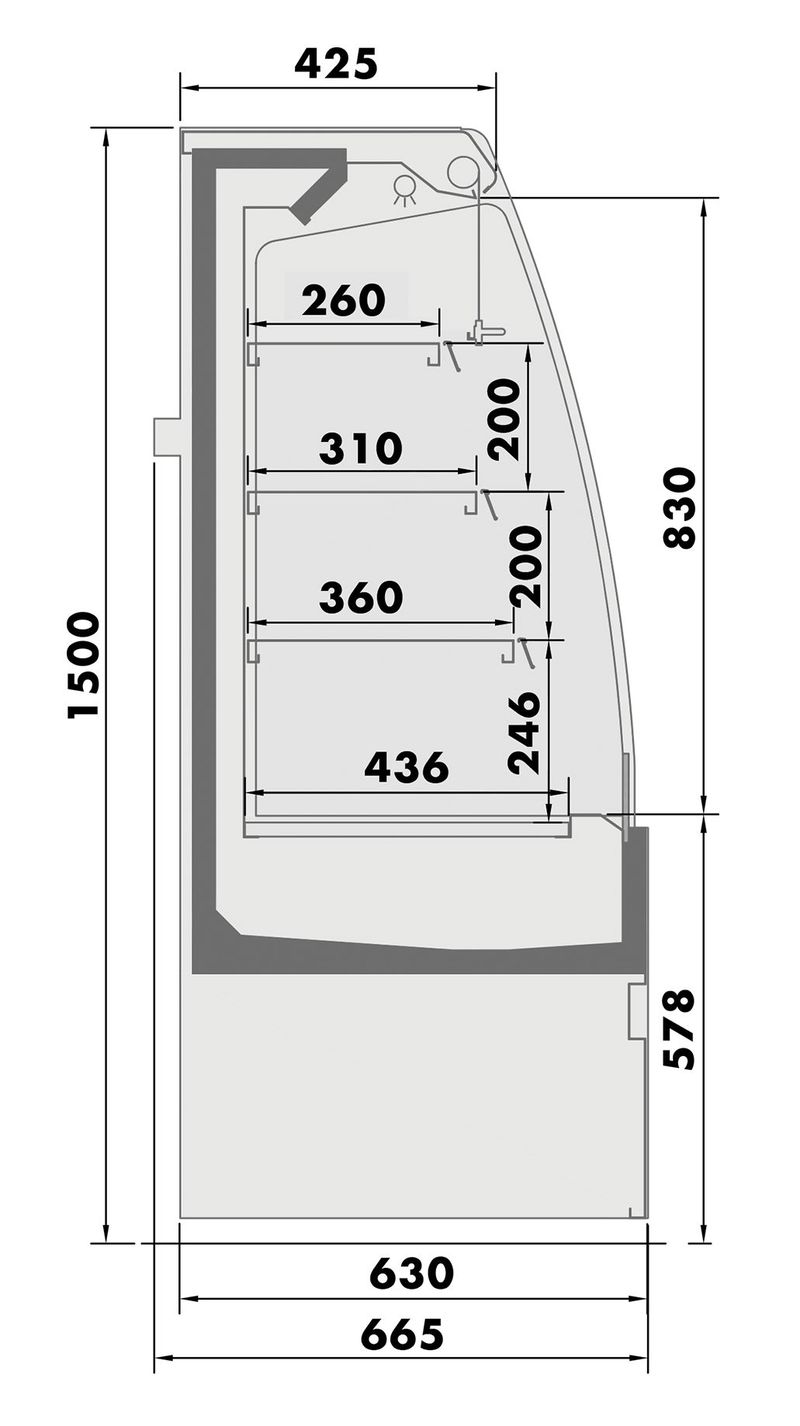 Location vitrine murale réfrigérée D65 CRONUS L 150