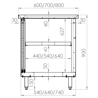 Armoire inox portes coulissantes 1000x700x880mm