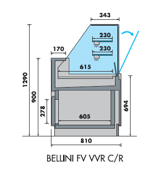 Vitrine réfrigérée BELLINI 1250 avec réserve réfrigérée