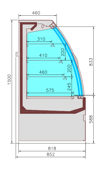 Vitrine murale réfrigérée D85 CRONUS L 150 inox P