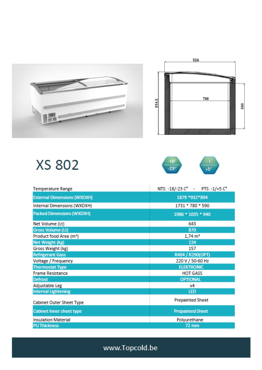 Coffre congélateur XS802