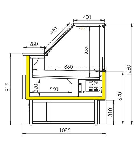 Vitrine réfrigérée PORTHOS 1500 ventilé avec réserve (PL2)