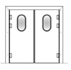 Porte isotherme va et vient double battant - cadre pvc